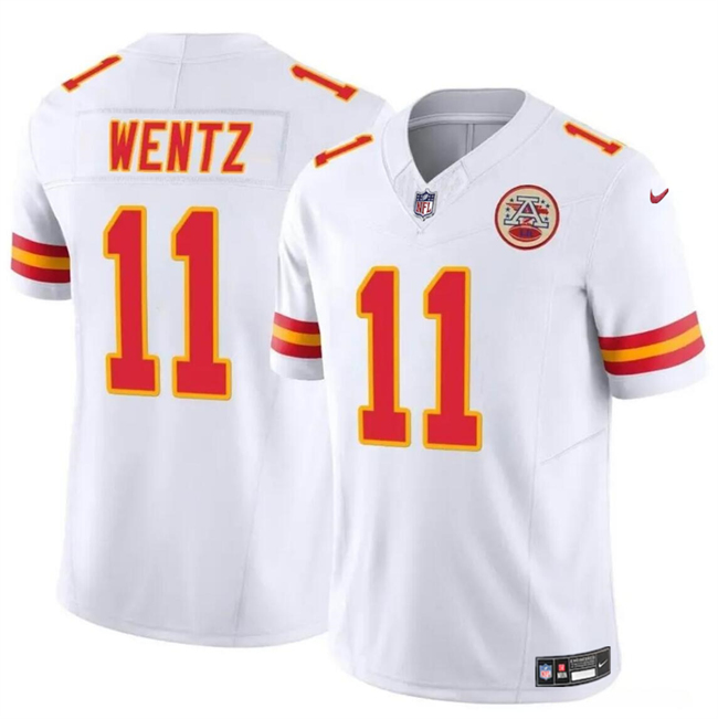 Men’s Kansas City Chiefs #11 Carson Wentz White 2023 F.U.S.E Vapor Untouchable Limited Stitched Football Jersey